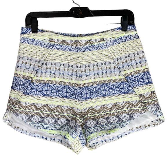 Rory Beca Costa Tweed Striped Shorts Tupac Yellow Blue Size Medium NWT - Picture 1 of 11